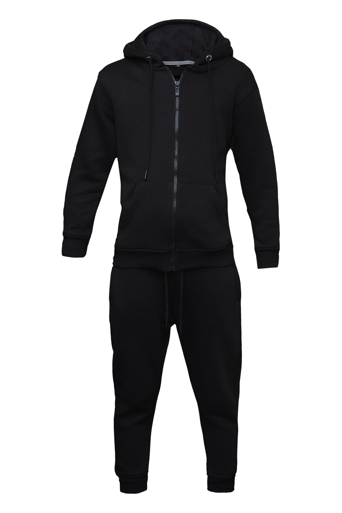 Men’s Black Zip-Up Tracksuit – 280 GSM Cotton Face | Zipper & Joggers Set