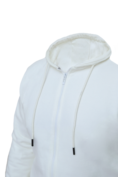 Men’s White  Zip-Up Tracksuit – 280 GSM Cotton Face | Zipper & Joggers Set