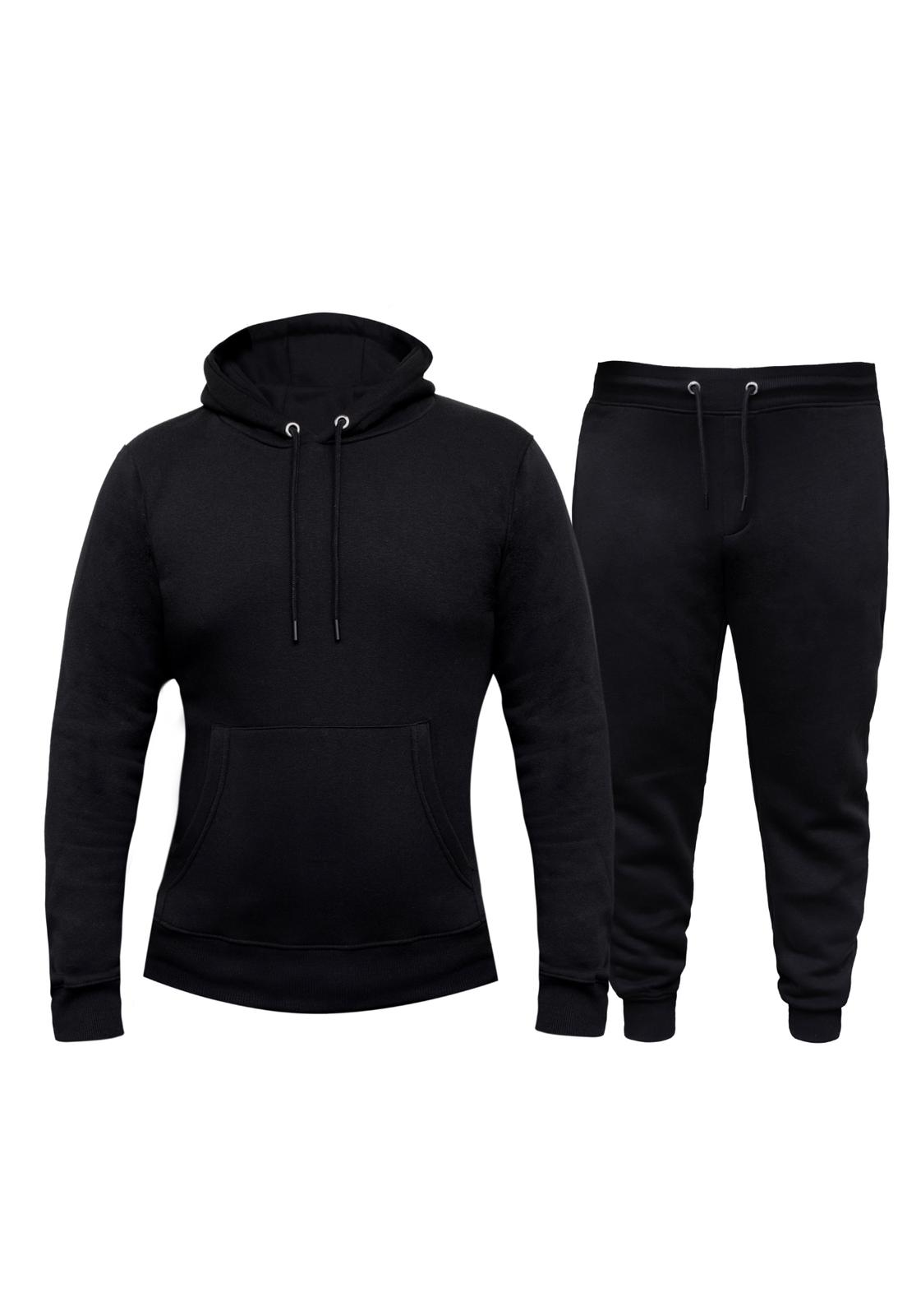 Men’s Black PullOver Tracksuit – 280 GSM Cotton Face | Hoodie & Joggers Set