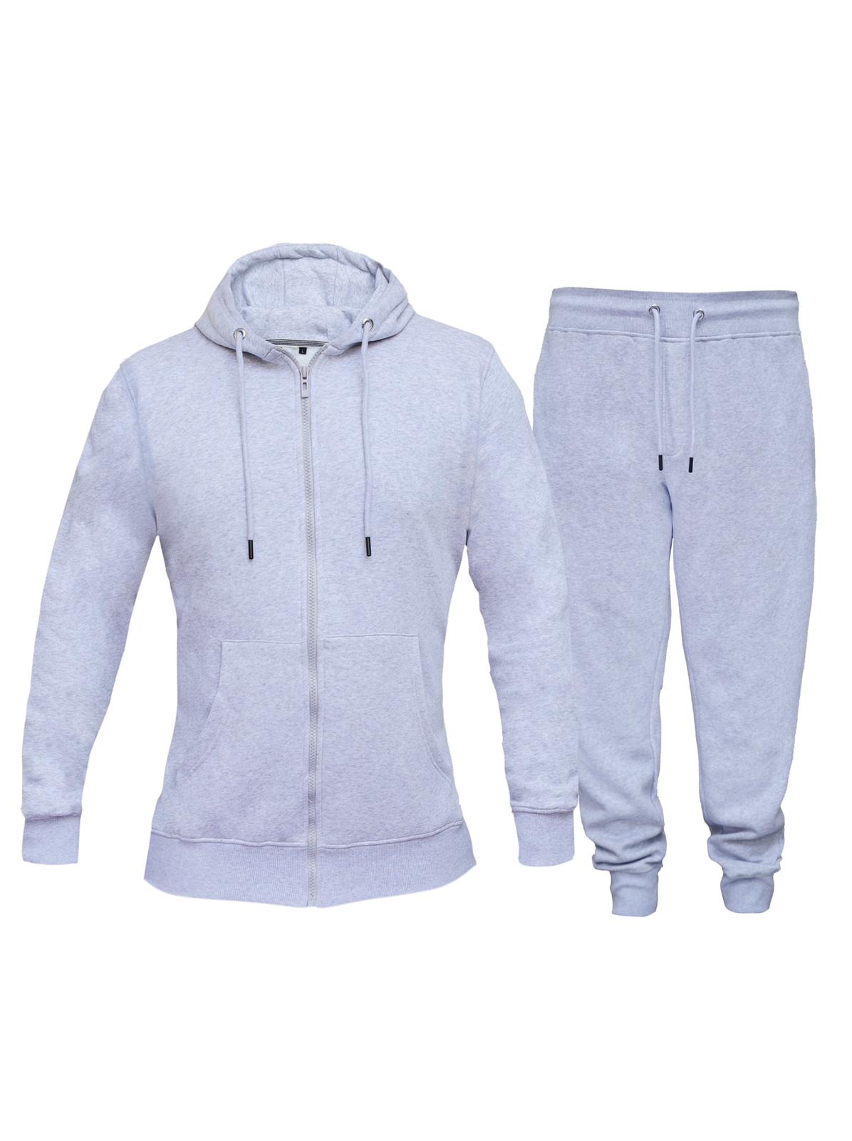 Men’s Grey Zip-Up Tracksuit – 280 GSM Cotton Face | Zipper & Joggers Set