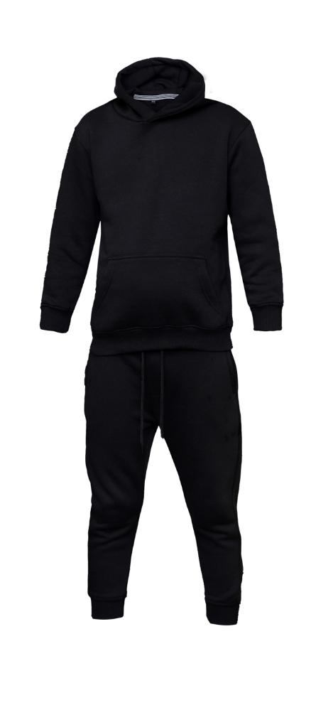 Kids Black Fleece Tracksuit – 280 GSM Cotton Face | Comfort Fit Hoodie & Joggers
