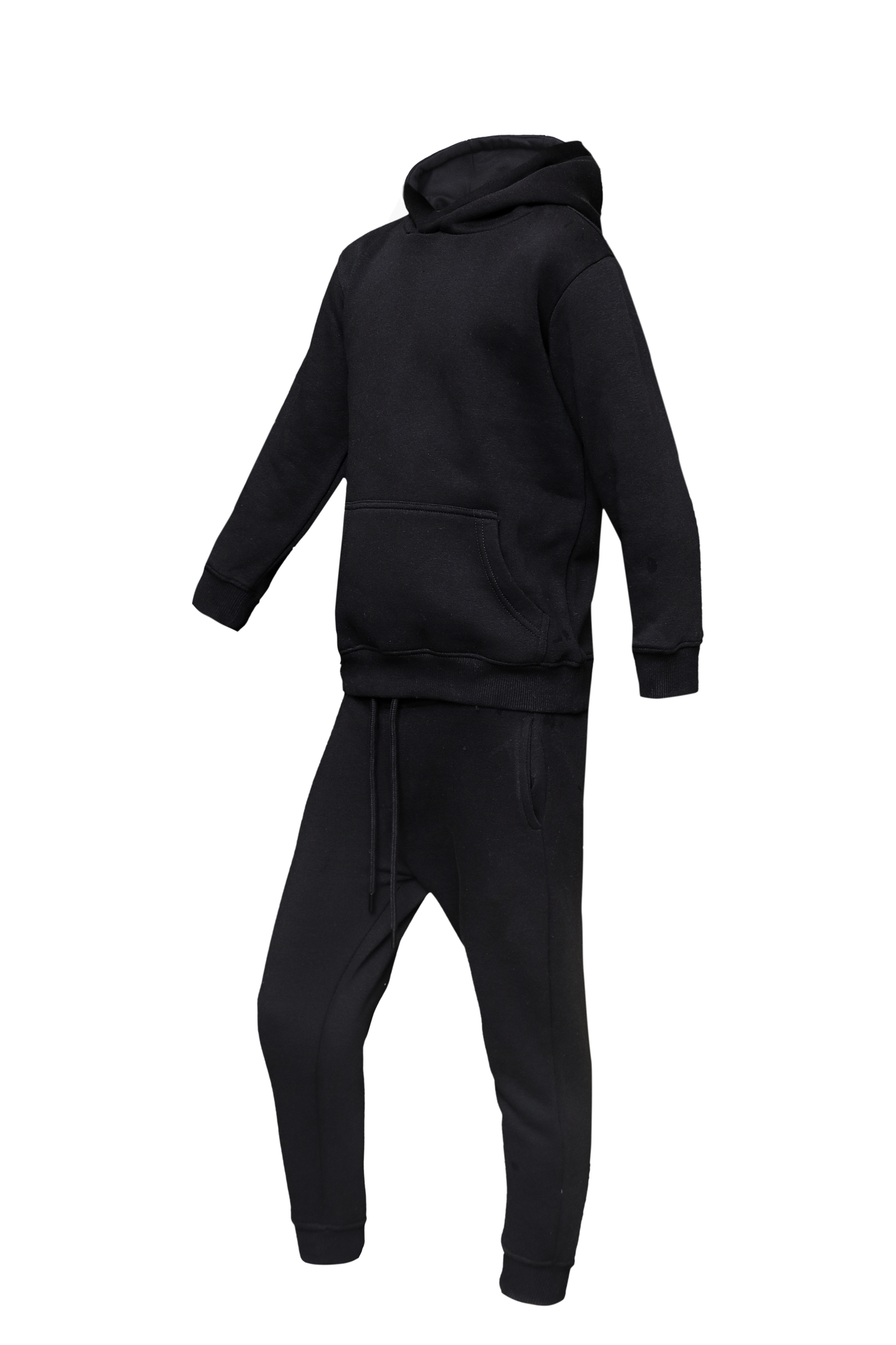 Kids Black Fleece Tracksuit – 280 GSM Cotton Face | Comfort Fit Hoodie & Joggers