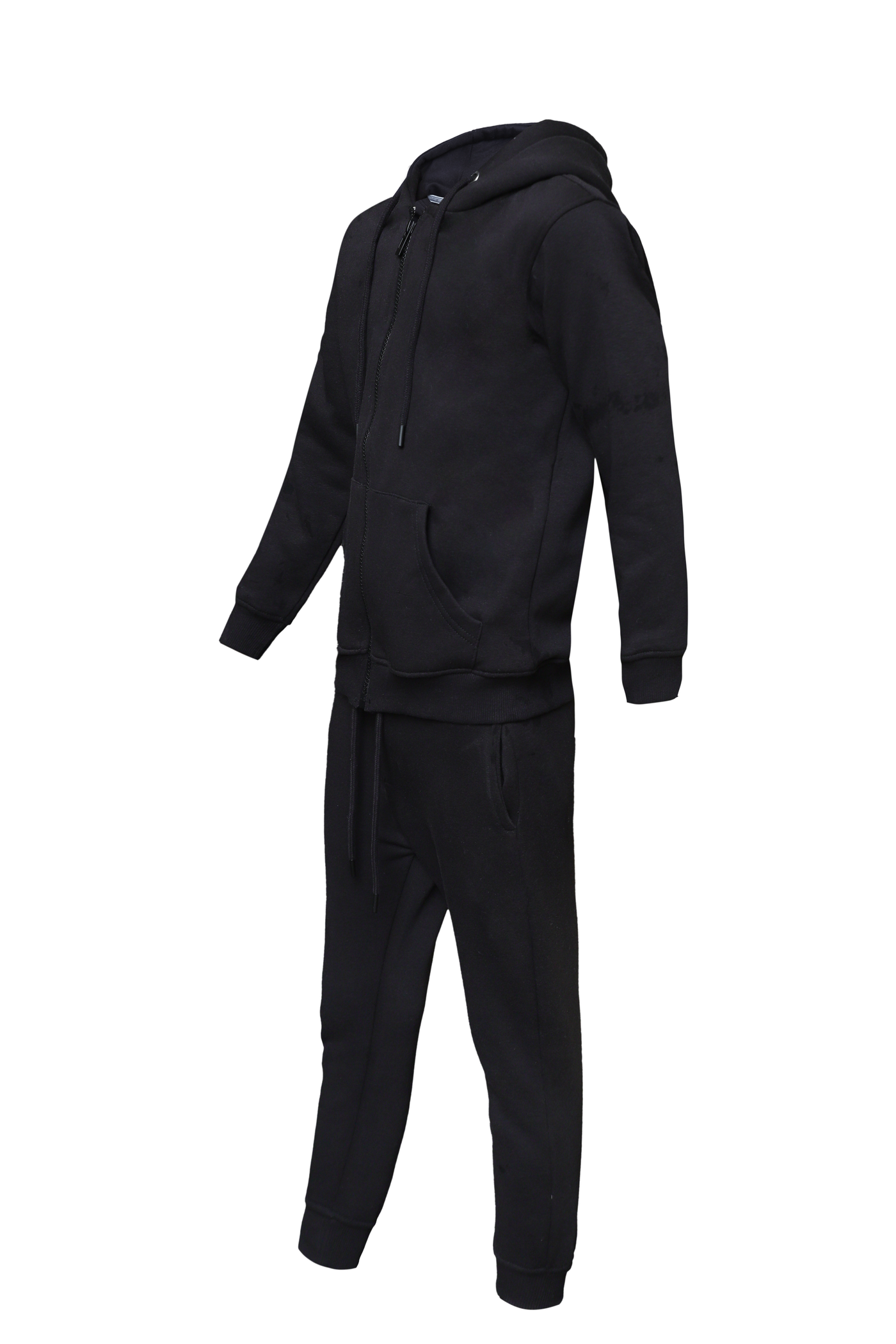 Men’s Black Zip-Up Tracksuit – 280 GSM Cotton Face | Zipper & Joggers Set