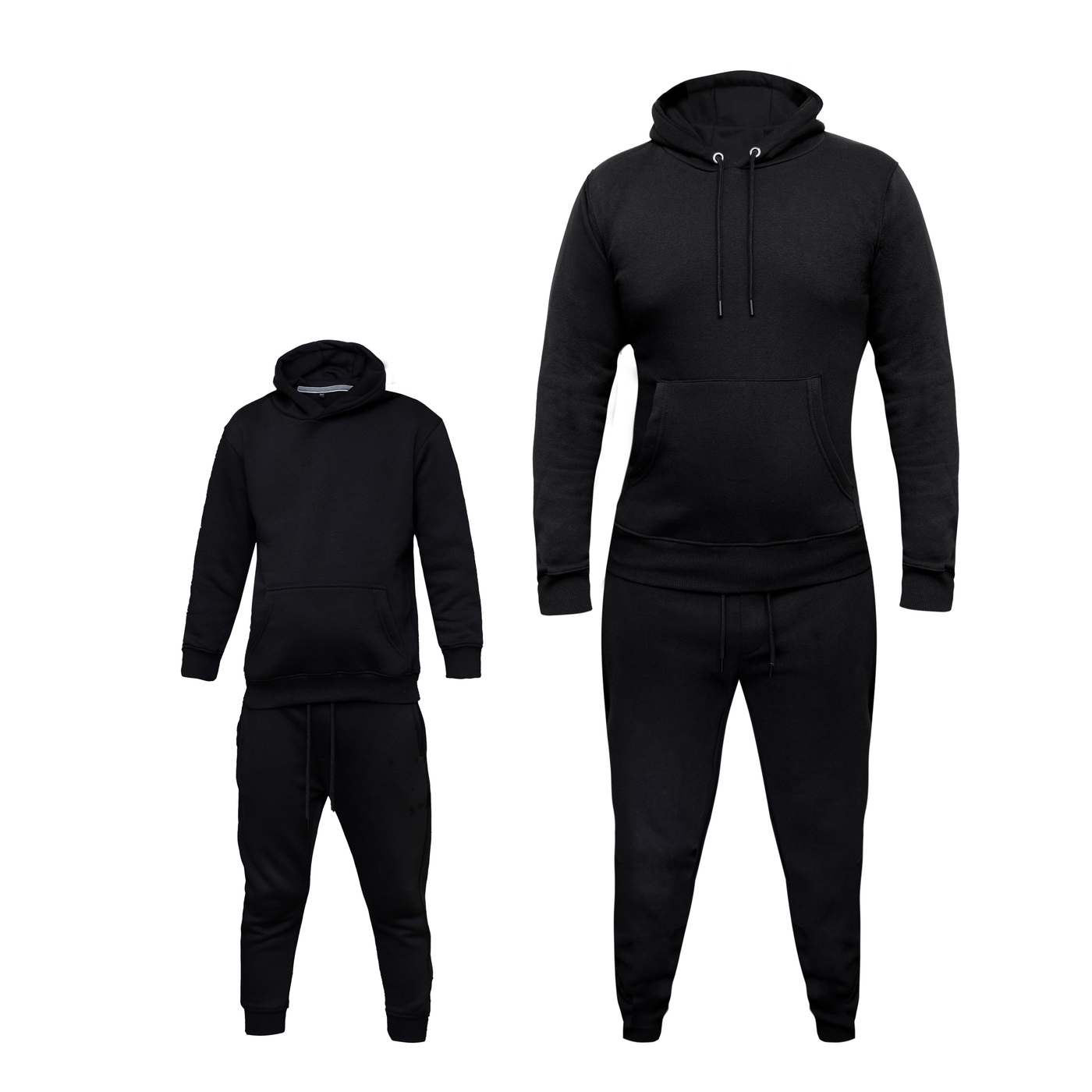 Matching Father & Son Black Tracksuit Set – Cozy Zipper Loungewear