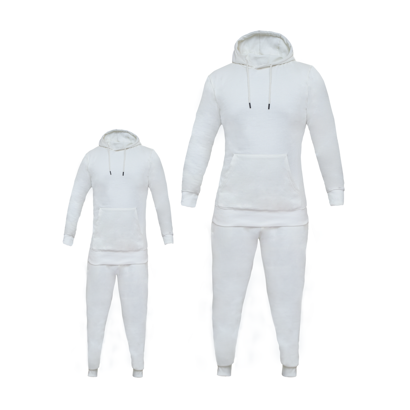 Matching Father & Son Light White Tracksuit Set – Cozy Hooded Loungewear