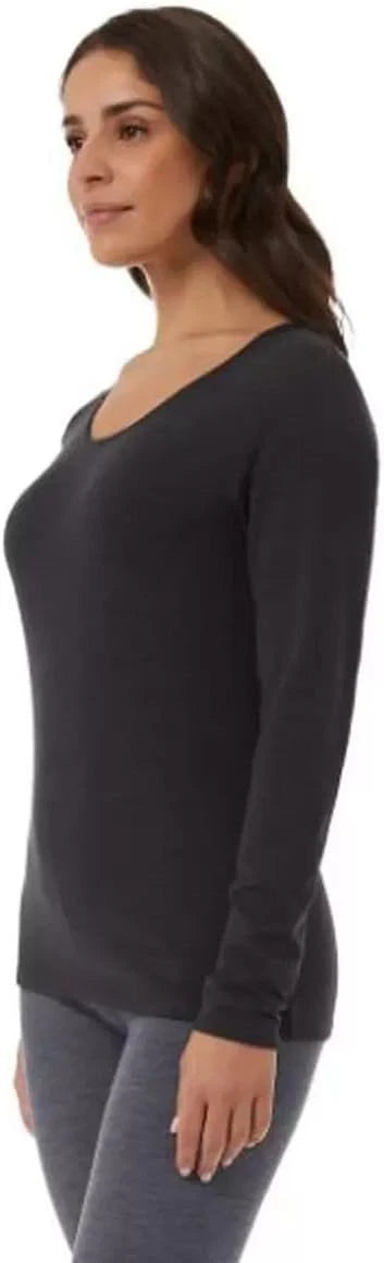 Women's 32 Degrees Heat Fleece Lined Base Layer, Long Sleeve Tee 2 Pack ( Black )