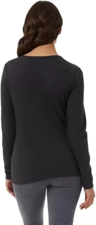 Women's 32 Degrees Heat Fleece Lined Base Layer, Long Sleeve Tee 2 Pack ( Black )