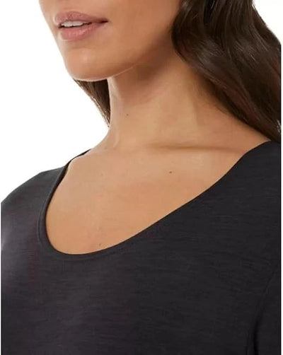 Women's 32 Degrees Heat Fleece Lined Base Layer, Long Sleeve Tee 2 Pack ( Black )