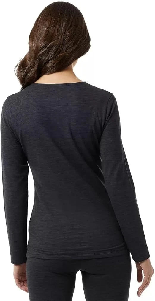 Women's 32 Degrees Heat Fleece Lined Base Layer, Long Sleeve Tee 2 Pack ( Black )